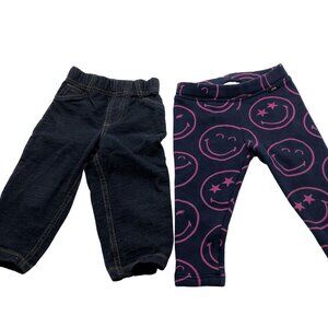 BUNDLE Of Baby 12-18M Winter Fleece Pants Girls Carter's Gap Smiley‎ World